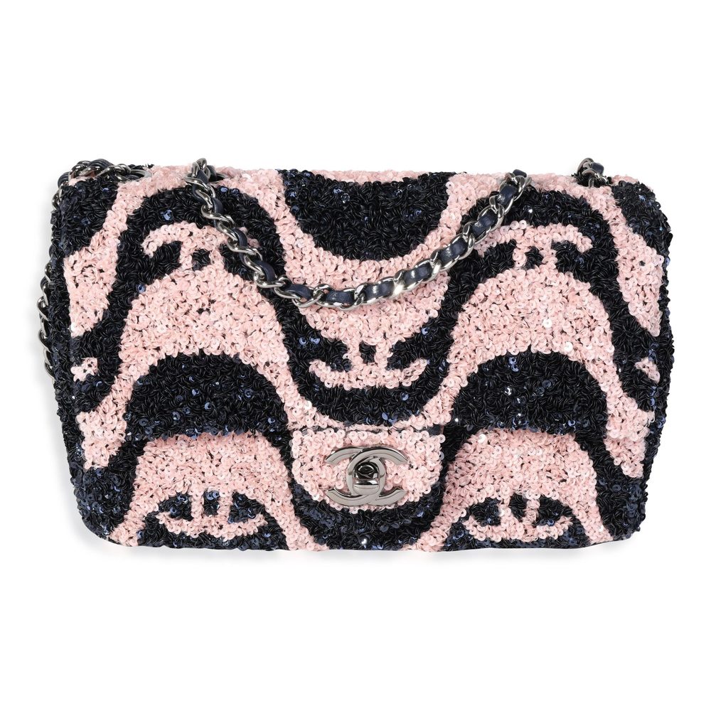 Chanel Navy & Pink Graffiti Sequins Flap Bag